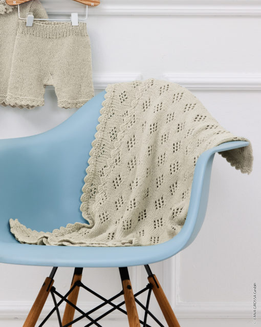 Strickset Decke Mit Ajourmuster Aus Alta Moda Cotolana Von Lana Grossa