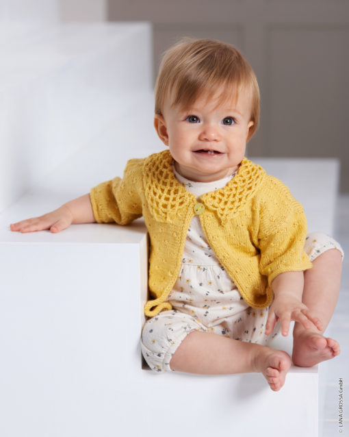 Strickset Jäckchen Mit Häkelkragen Aus Cool Wool Baby Von Lana Grossa