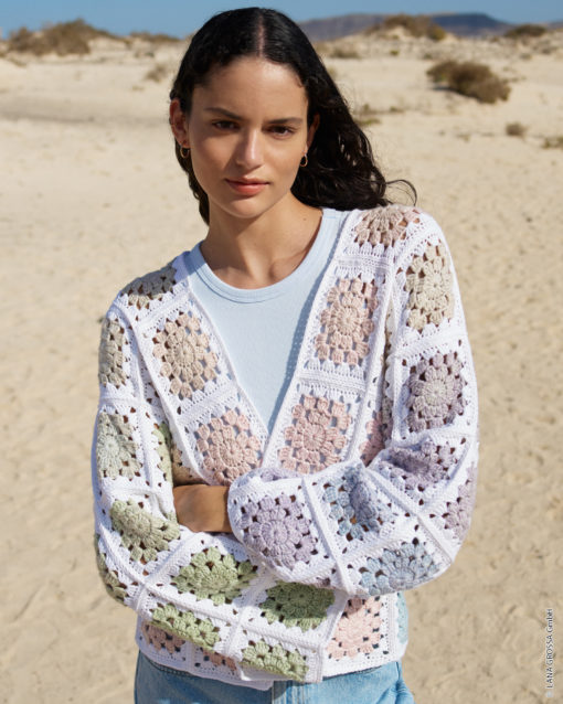 Strickset Jacke Aus Quadratischen Motiven Aus Promessa Und Cotonella Von Lana Grossa