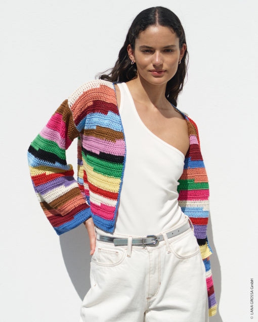 Strickset Cardigan In Stäbchen Aus Cotone Und Elastico Von Lana Grossa
