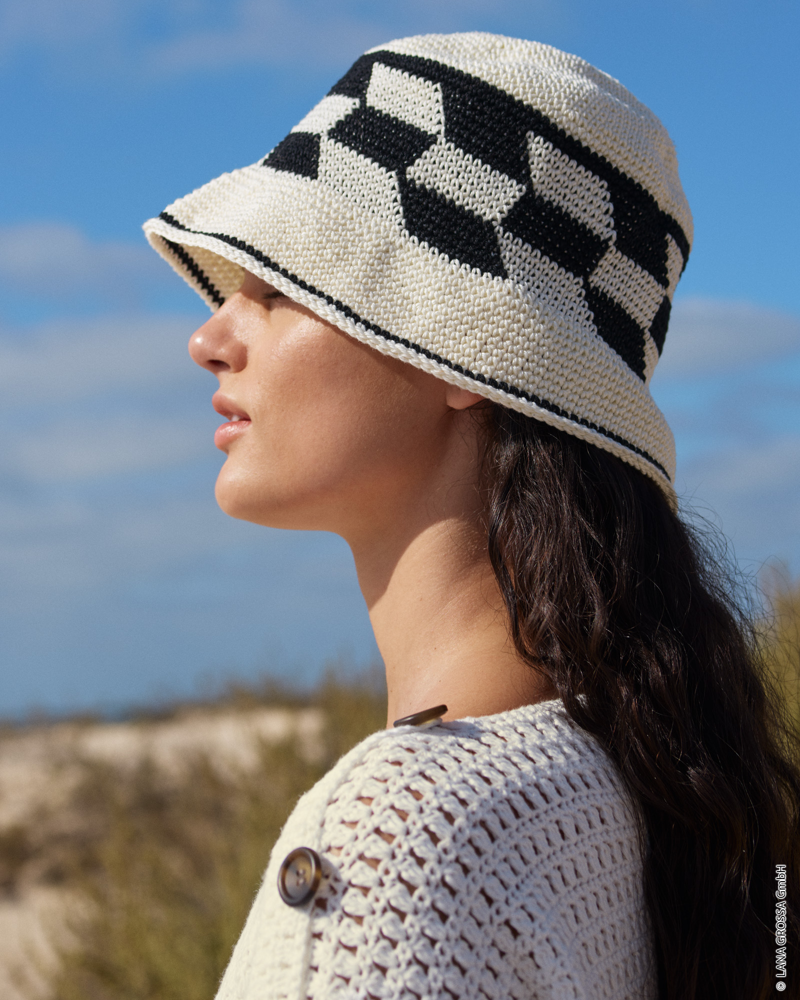 Strickset Hut In Festen Maschen Mit Jacquard Aus Cotone Von Lana Grossa 1 Strickset Hut In Festen Maschen Mit Jacquard Aus Cotone Von Lana Grossa