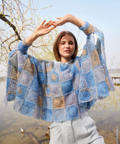 Strickset Granny Square Poncho aus Silkhair Print von Lana Grossa