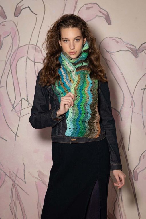Strickset Quer Gehäkelter Schal Aus Cloud Von Lang Yarns
