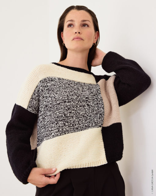 Strickset Colorblock Pullover Aus Cool Wool Und Ecopuno Von Lana Grossa
