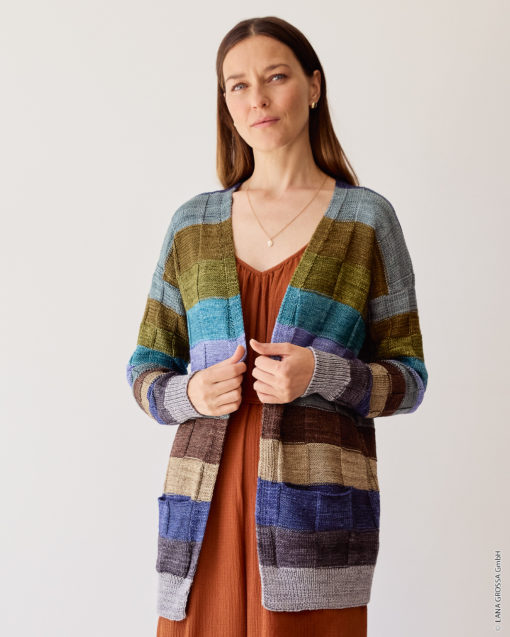 Strickset Cardigan In Schachbrettmuster Aus Cool Wool Vintage Von Lana Grossa