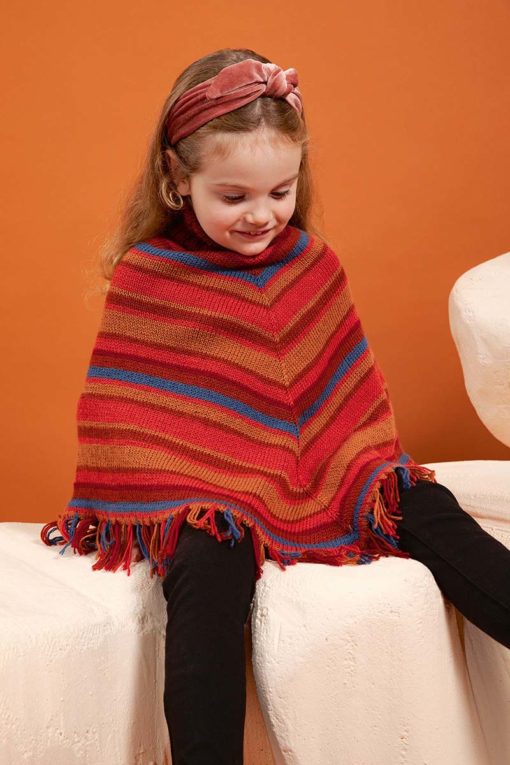 Strickset Poncho Mit Fransen Aus Atlantis Von Lang Yarns