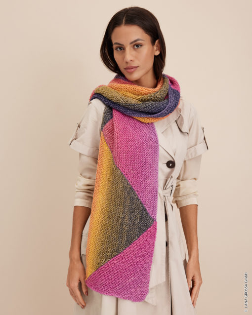 Strickset Diagonal-Gestrickter-Dreiecksschal Aus Gomitolo Versione Von Lana Grossa