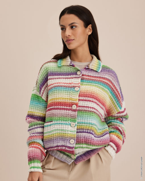 Strickset Jacke Mit Struckturmuster Aus Gomitolo Magico Von Lana Grossa