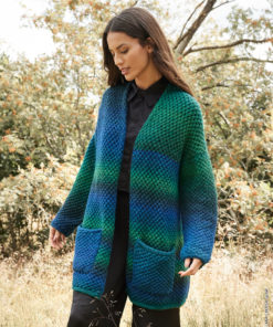 Strickset Jacke Mit Lochmuster aus Gomitolo Versione von Lana Grossa