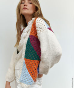 Strickset Jacke Mit Granny Squares Und Gestrickten ärmeln aus Brigitte No. 2 von Lana Grossa