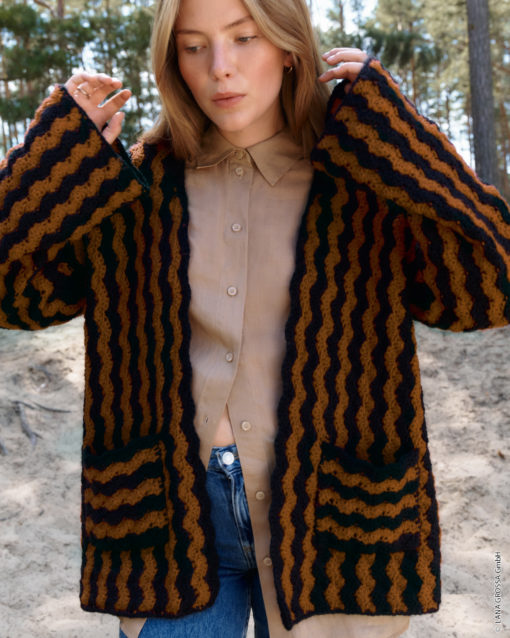 Strickset Quer Gehäkelte Jacke Aus Cool Merino Von Lana Grossa
