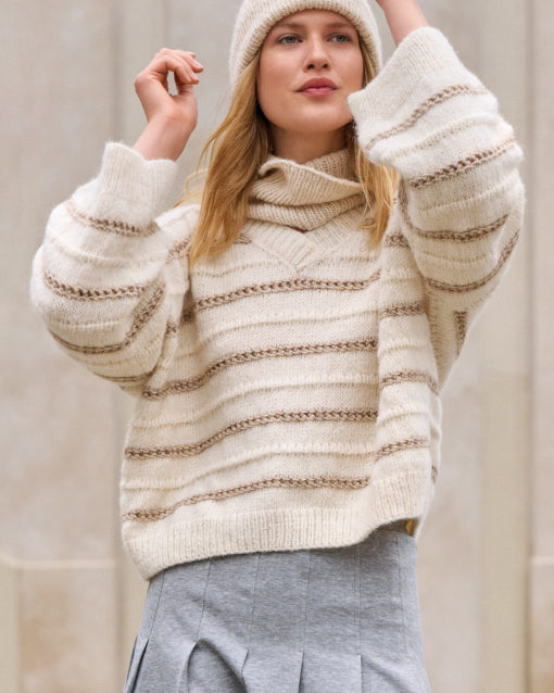 Strickset V-Ausschnittpullover Aus Natural Alpaca Pelo Von Lana Grossa