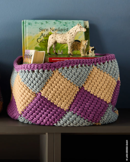 Strickset Grosser Korb In Tunesischer Häkelei Aus The Tube Von Lana Grossa