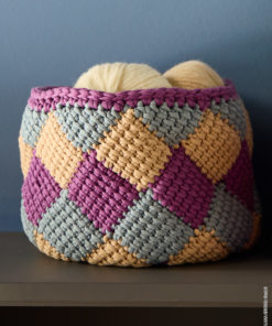 Strickset Kleiner Korb In Tunesischer Häkelei aus The Tube von Lana Grossa