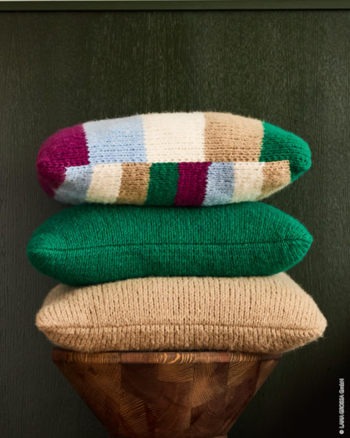 Strickset Zwei Kissenhüllen Glatt Rechts Aus Ecopuno Chunky Von Lana Grossa