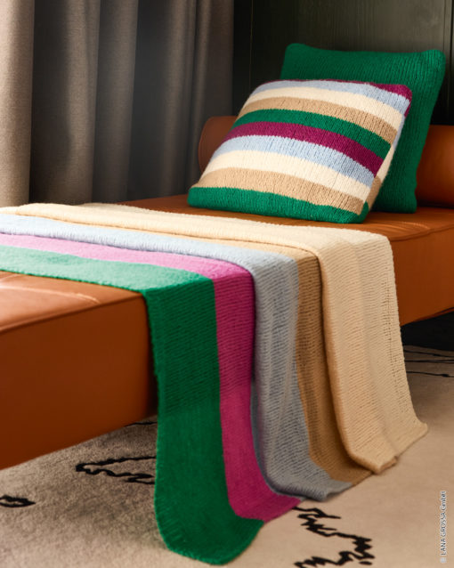 Strickset Decke Glatt Rechts In Streifen Aus Soffio Von Lana Grossa