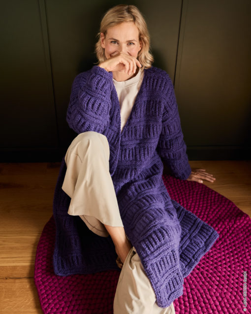 Strickset Mantel Im Querrippenpatentmuster Aus Lala Berlin Lovely Cotton Von Lana Grossa