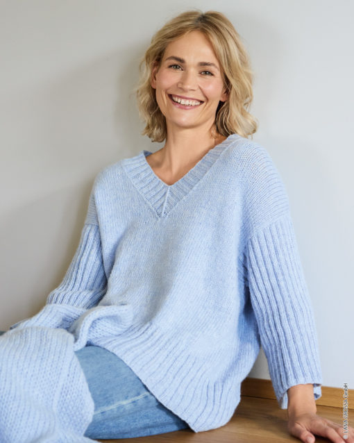 Strickset V-Pullover Glatt Rechts Aus Cool Merino Von Lana Grossa