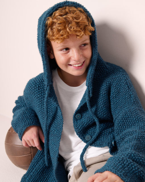 Strickset Jacke Mit Kapuze Aus Cool Merino Big Von Lana Grossa