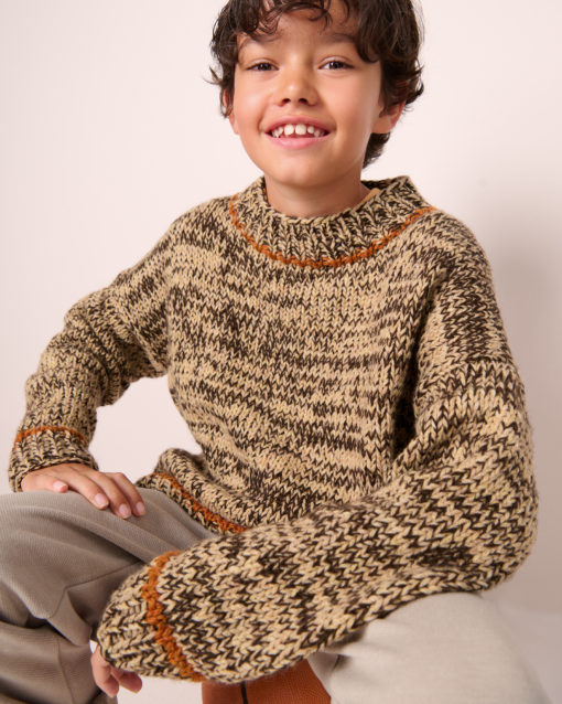 Strickset Melierter Pullover Aus Ecopuno, Cool Merino Und Cool Merino Big Von Lana Grossa