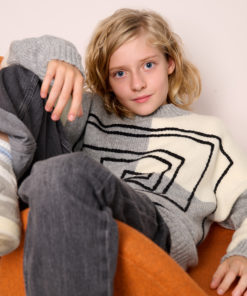 Strickset Karo-Pullover Mit Aufgehäkelten Linien Aus Cool Merino Von Lana Grossa 5 Hw2024 Kids 14 Lana Grossa 9460124 M26 Mf3