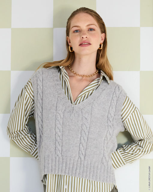 Strickset Pullunder Mit Zopfmuster Aus Cashmere Pure Von Lana Grossa