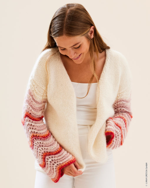 Strickset Jacke Mit Wellenmuster Aus Silkhair Und Summer Softness Von Lana Grossa