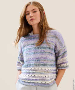 Strickset Pullover Mit Musterkombi aus Summer Softness, Ecopuno und Cottonhair von Lana Grossa