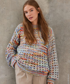 Strickset Pullover Mit Gittermuster aus Cotonella Multi von Lana Grossa