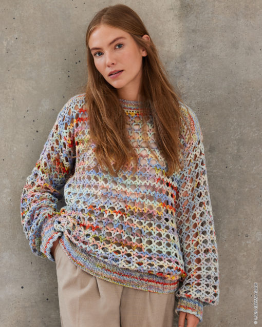 Strickset Pullover Mit Gittermuster Aus Cotonella Multi Von Lana Grossa