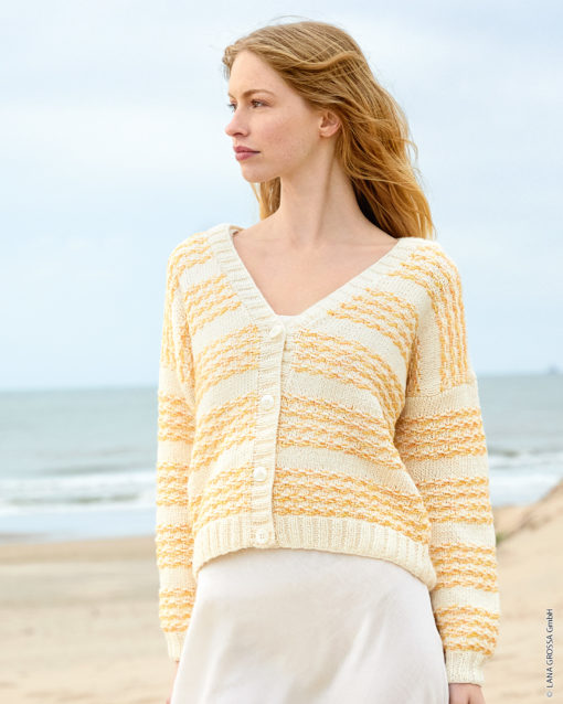 Strickset Jacke Mit Hebemaschenmuster Aus Summer Softness Und Bottoni Von Lana Grossa