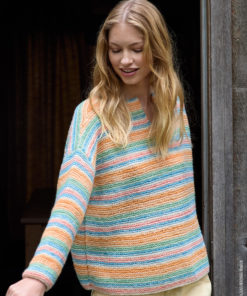 Strickset Pullover Kraus Rechts In Streifen aus Soffio von Lana Grossa