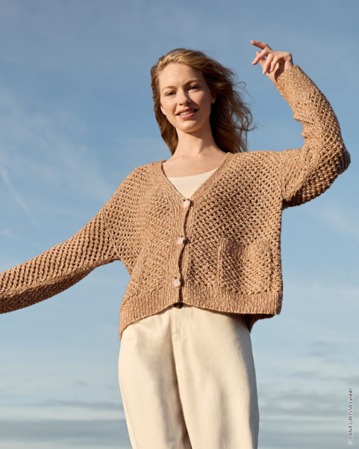 Strickset Jacke Im Gitterlochmuster Aus Bottoni Von Lana Grossa