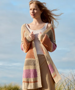 Strickset Longcardigan Im Falschen Patentmuster aus Solo Lino von Lana Grossa