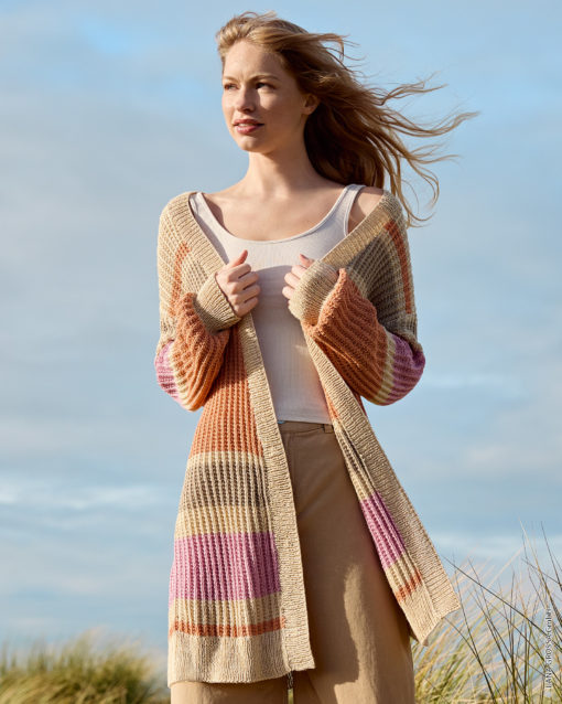 Strickset Longcardigan Im Falschen Patentmuster Aus Solo Lino Von Lana Grossa