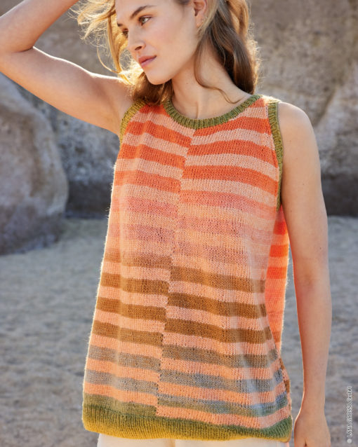 Strickset Top Mit Versetzten Streifenmuster Aus Cotonella Und Summer Softness Von Lana Grossa