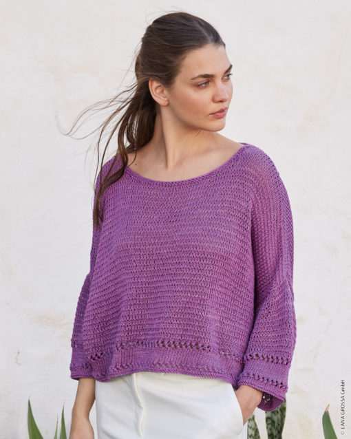 Strickset Pullover Mit Fallmascheneffekt Aus Cotton Silk Von Lana Grossa