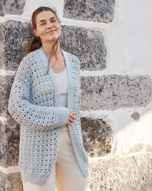 Strickset Cardigan Mit Strukturlochmuster Aus Landlust Baumwolle Von Lana Grossa