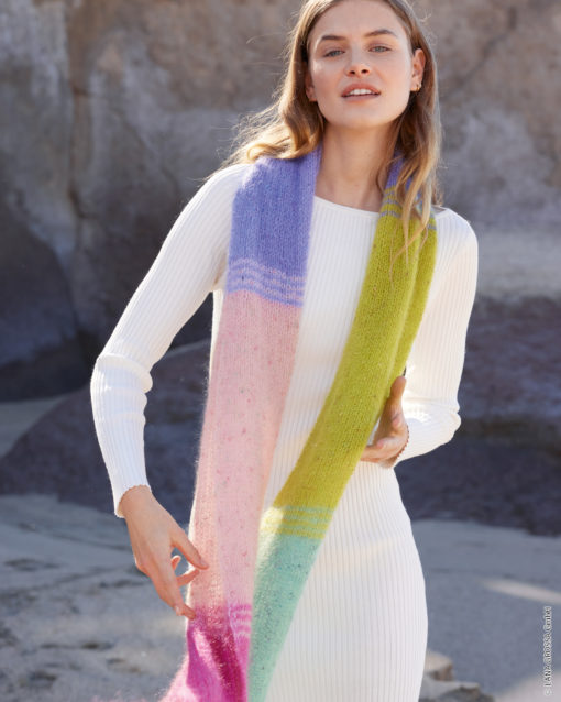 Strickset Schal Im Halbpatentmuster Aus Natural Superkid Tweed Von Lana Grossa
