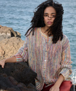 Strickset Jacke Mit Lochmuster aus Cotonella Multi von Lana Grossa