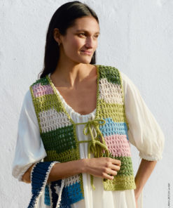 Strickset Weste In Filethäkelei aus Natural Cotton Gots von Lana Grossa