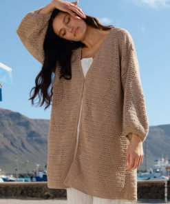 Strickset Longcardigan Im Gitter–rautenmuster aus Alta Moda Cotolana von Lana Grossa