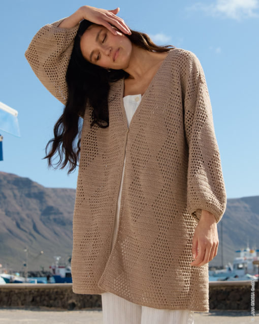 Strickset Longcardigan Im Gitter–Rautenmuster Aus Alta Moda Cotolana Von Lana Grossa