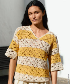 Strickset V-pullover Im Stäbchen-rautenlochmuster aus Landlust Baumwolle von Lana Grossa