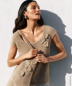 Strickset Top In Versetzten Stäbchen aus Alta Moda Cotolana von Lana Grossa