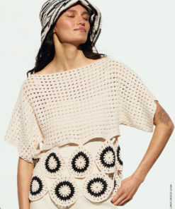 Strickset Shirt Im Stäbchen-lochmuster Mit Rosetten aus Campo von Lana Grossa