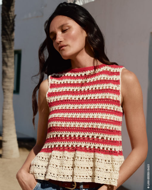 Strickset Top Im Lochstrukturmuster Mit Volant Aus Setapura Von Lana Grossa