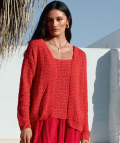 Strickset Cardigan Im Doppelstäbchen-stäbchenlochmuster aus Summer Cashmere von Lana Grossa