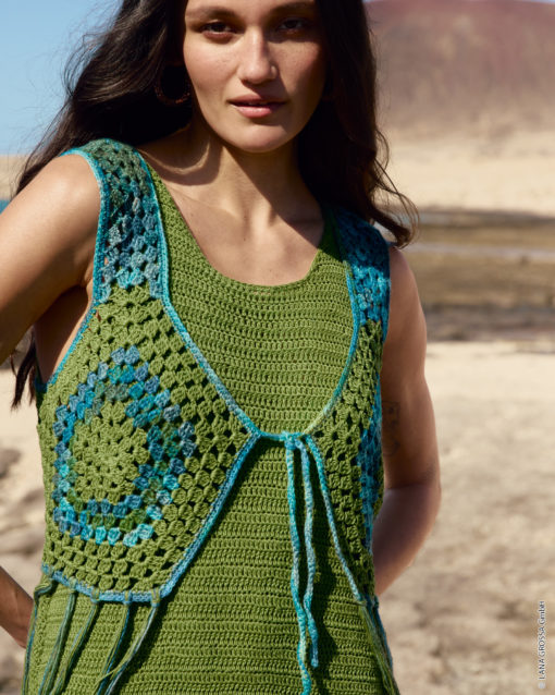 Strickset Bustierweste Aus Fünfeck-Motiven Aus Solo Lino Und Gianna Von Lana Grossa