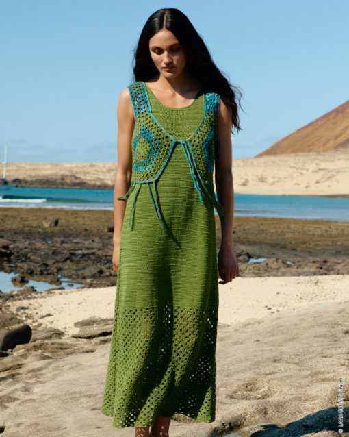 Strickset Kleid In Stäbchen Und Gittermuster Aus Solo Lino Von Lana Grossa
